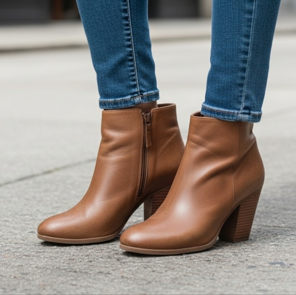Michael Kors Chestnut Brown Leather Ankle Boots